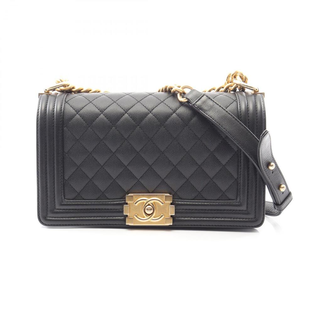 Chanel Boy Shoulder Bag Caviar Leather Grained Calfskin Black